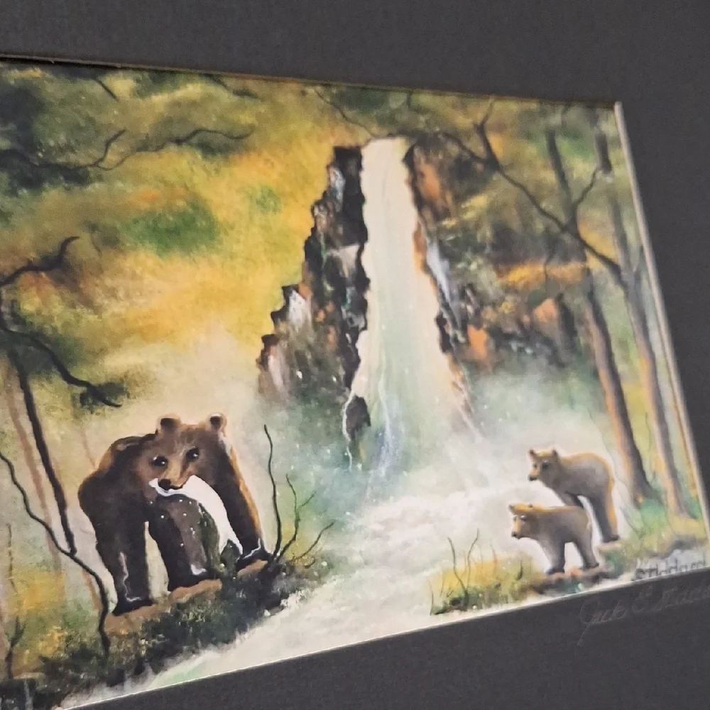 NWT - Yosemite - Mama Bear And Cubs 5x7 On A 8x10 Mat By Jack E. Stiddard - Picture 6 of 9